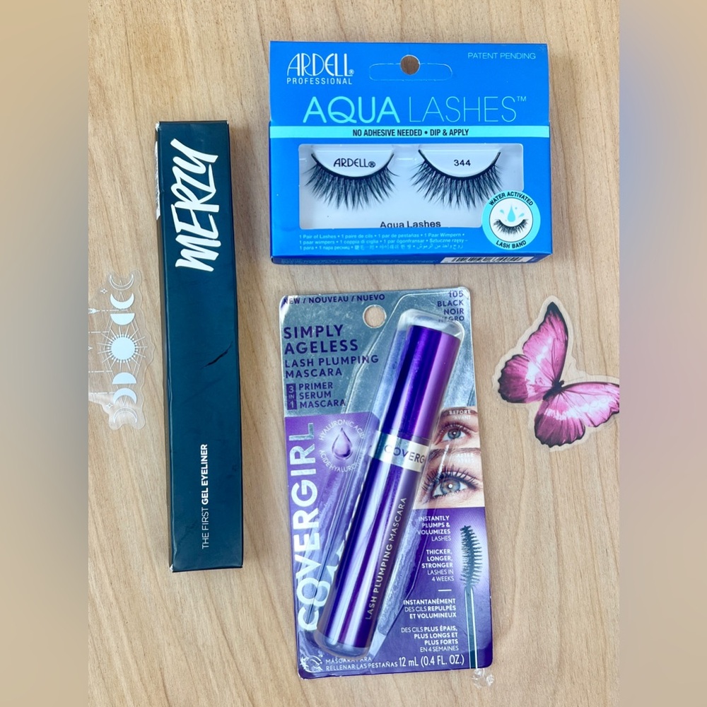 🌸 2/$25! Eye Makeup Bundle - Merzy Eyeliner, CoverGirl Mascara, Ardell Lashes